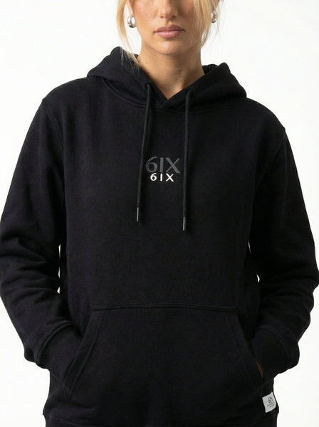 6IX CONTRAST LOGO HOODIE BLACK