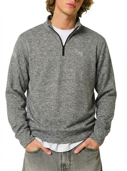 Light Grey Fleece Lined Pullover – White Logo