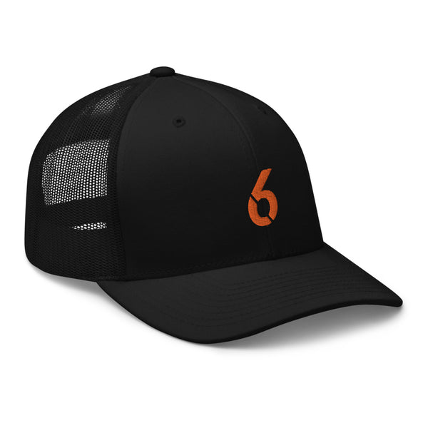 Trucker Cap Orange 6 Logo - 6IX Collection 